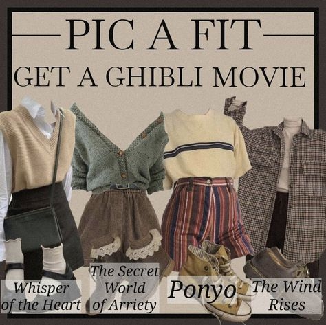 Ghibli Outfits Aesthetic, Ghibli Aesthetic Clothes, Ghiblicore Fashion, Studio Ghibli Outfits Aesthetic, Ghibli Aesthetic Outfit, Studio Ghibli Inspired Outfits, Ghiblicore Outfits, Ghibli Inspired Outfits, Studio Ghibli Outfits