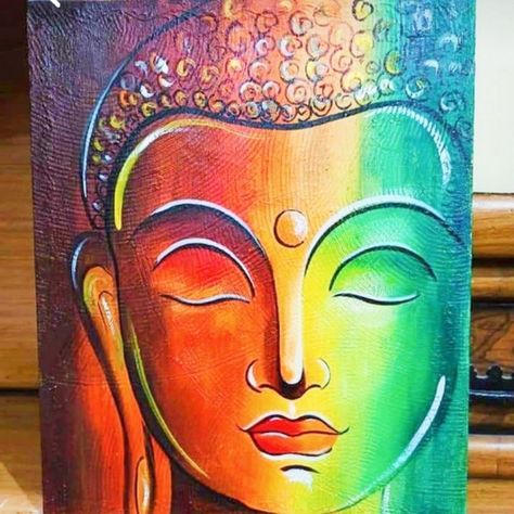 Mini Canvas Painting Ideas, Canvas Painting Tutorial, Painting A Canvas, Buddha Painting Canvas, Canvas Painting Ideas For Beginners, Canvas Painting For Beginners, Buddha Art Drawing, Beginners Painting, Modern Art Canvas Painting