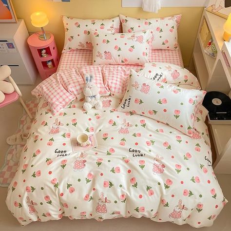 Pink bedding, Pink bed sheets, pink room , pink room decor , tulips, tulip bedding , pink aesthetic, pink, pink room ideas, pink checkers, checkered bedding , bed sheets, room ideas, cute bed sheets, bunnies, little girls room , little girl bed sheets, teen room , kids room, tween room , kids room ideas, kids room decor, cute room decor, room decor, pink pillows, pink needs, gifts, gift ideas , valentines day Tulip Bed, Room Decor Green, Cute Bed Sheets, Draps Design, Pink Bed Sheets, Aesthetic Kids, Girly Room Decor, Feminine Bedroom, Girly Room