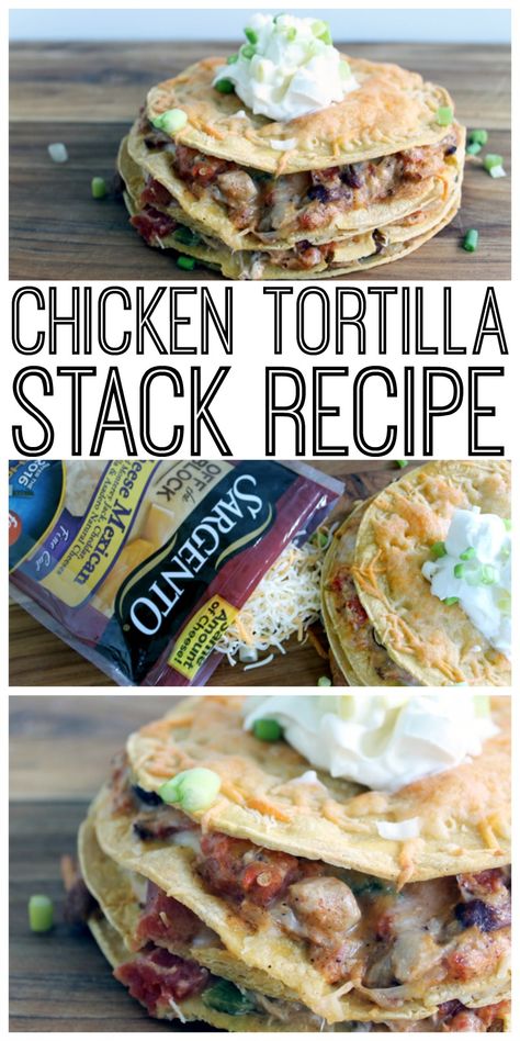 Chicken tortilla stack recipe - a perfect weeknight meal that the whole family will love! Tortilla Stack, Quartz Table, Baked Potato Casserole, One Dish Dinners, Country Chic Cottage, Tortilla Recipe, Home Together, Chicken Tortilla, Mexican Food Recipes Authentic