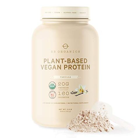 SB Organics Vegan Protein Powder 2.5 lbs - Organic Plant Based Vegan Vegetarian High Protein Powder Shake Mix - 21 Grams of Vegetable Protein - Vanilla - 30 Servings Protein Packaging, Best Vegan Protein Powder, Vegetarian High Protein, Smoothie Flavors, Organic Protein Powder, Best Vegan Protein, Protein Powder Shakes, Plant Based Vegan, Best Protein Powder