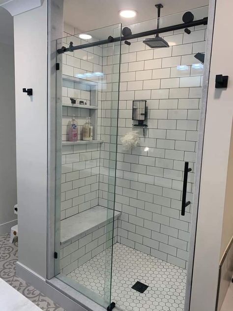 Smaller Walk In Shower Ideas, Small Bathroom With Standing Shower Ideas, Small Bathroom Shower Only Ideas, Small Bathroom Remodels With Walk In Showers, Hall Bathroom Shower Ideas, Walk In Shower Bathroom Remodel, Standup Shower Ideas Small Bathroom, Stand Up Showers Ideas, Shower Measurements Walk In