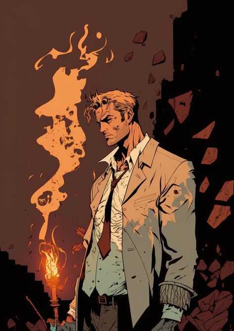 John Constantine Art, Detective Character Design, Constantine Tattoo, Constantine Comic, Roman Sionis, Constantine Hellblazer, John Constantine, Chica Cool, Dc Comics Artwork