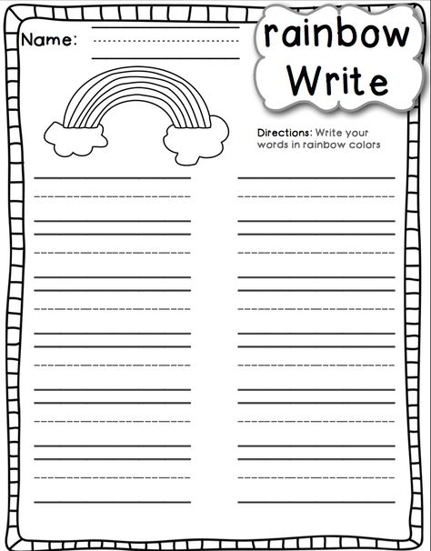 http://www.teacherspayteachers.com/Product/Fun-with-Phonics-Word-Work-1345012 Rainbow Write Spelling Words, Rainbow Words Kindergarten, Rainbow Write Sight Words, Spelling Centers, Spelling Word Activities, Spelling Word Practice, Rainbow Words, Word Work Stations, Writing Sight Words