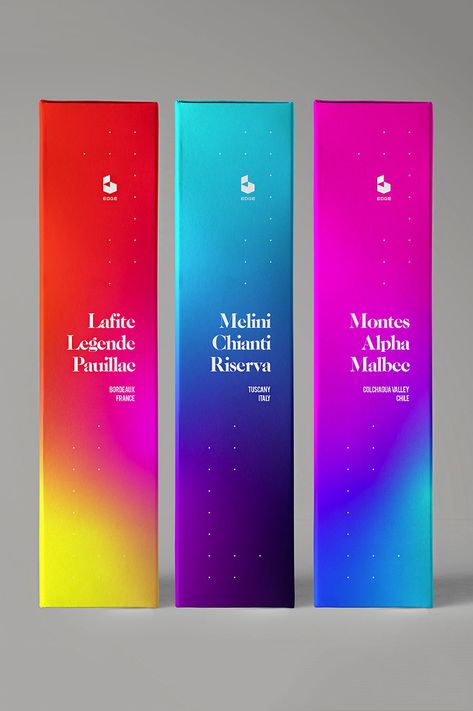 Bright and bold wine packaging featuring neon gradients. #packaging #packagingdesign #design #graphicdesign #neon #neoncolors #gradients Neon Design, Wine Packaging, Gradient Design, Packing Design, Packaging Labels Design, Beauty Packaging, Creative Packaging Design, Creative Packaging, Packaging Design Inspiration