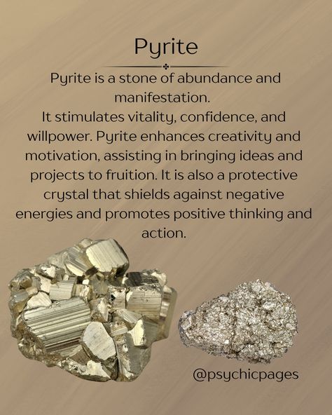 Do you use pyrite for manifestation? #pyrite #manifestation #abundance #crystal Pyrite Crystal Meaning, Pyrite Meaning, Lava Stone Jewelry, Manifestation Abundance, Pyrite Jewelry, Crystal Healing Chart, Pyrite Stone, Source Energy, Online Psychic