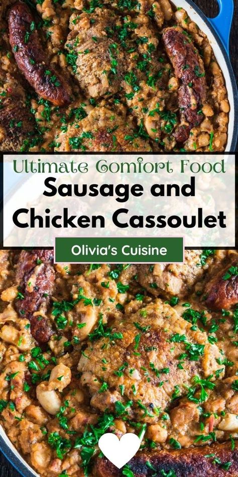 Inspired by the traditional French dish, this Sausage and Chicken Cassoulet is rich, hearty and perfect for cold winter days. It can be a labor of love, but – believe me – it is so worth it! Cassoulet Recipe Easy, Chicken Cassoulet Recipe, French Cassoulet Recipe, Chicken Cassoulet, Sausage And Bean Casserole, Sausage Cassoulet, Cassoulet Recipe, Sausage Casserole, Stove Top Recipes