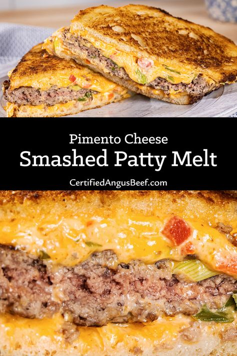 Pimento Cheese Patty Melt, Pimento Cheese Hamburgers, Sandwich Melt Ideas, Pimento Cheese Burger Recipe, Pimento Cheese Burgers, Pimento Cheese Dinner Ideas, Pimento Cheese Grilled Cheese, Pimento Cheese Sandwich Ideas, Recipes Using Pimento Cheese