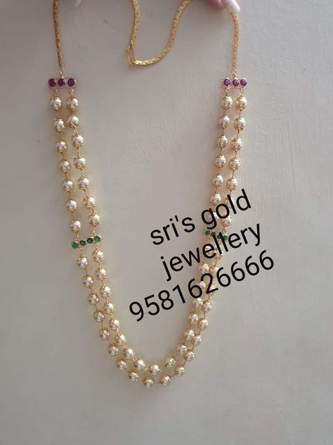 Moti Necklace, Dholki Beads, Temple Jewellery Earrings, Gutta Pusalu, Pearl Mala, Gold Pearl Jewelry, Pearl Jewelry Design, Gold Jewelry Simple Necklace, Pearl Necklace Designs