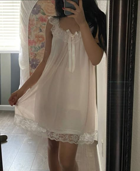 Slip Dress Outfit Aesthetic, Lace Slip Dress Outfit, Dress Outfit Aesthetic, Nighty Night Dress, Slip Dress Outfit, Night Gown Dress, Girls Dress Outfits, Dress Night, Nighty Night