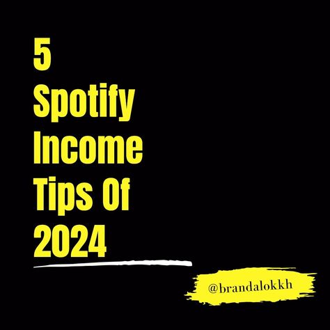 Here are **5 Tips to Boost Your Spotify Income in 2024**: 1. **Leverage Spotify for Artists**: Utilize the "Spotify for Artists" platform to track your performance metrics, understand your audience demographics, and optimize your release strategy. This data-driven approach can help you target your promotions more effectively. 2. **Focus on Playlists**: Getting your music featured on popular playlists, especially those curated by Spotify, is crucial. Research and pitch to playlist curators, ... Popular Playlists, Spotify For Artists, Performance Metrics, Carousel Design, Data Driven, Your Music, Understanding Yourself, Carousel, Target