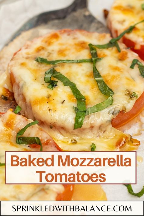 Baked Tomatoes with Mozzarella Baked Tomatoes With Mozzarella, Tomato Mozzarella Appetizer, Baked Tomato Slices, Tomatoes With Mozzarella, Baked Tomato Recipes, Baked Mozzarella, Quick Side Dish, Baked Appetizers, Sea Food Salad Recipes