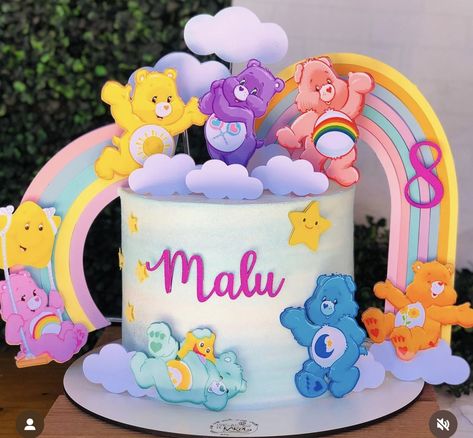 Care Bear Cakes, Art Birthday Cake, Bear Baby Shower Cake, Care Bears Birthday Party, Care Bear Party, Care Bear Birthday, Gender Reveal Party Theme, Birthday Party Treats, Baby Shower Theme Decorations