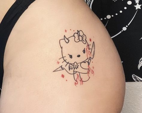 Tatuaje Hello Kitty, Hello Kitty Tattoo, Kitty Tattoo, Hello Kitty Design, Devil Tattoo, Hello Kitty Tattoos, February 1st, Challenge Group, Kitty Drawing