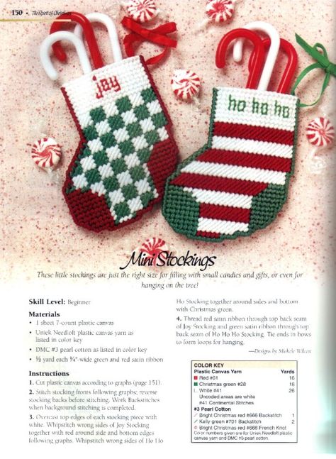 Crochet Christmas Trees Pattern, Mini Christmas Stockings, Dog Christmas Stocking, Stocking Designs, Mini Stockings, Gift Wrapping Techniques, Plastic Canvas Ornaments, Christmas Stocking Pattern, Plastic Canvas Tissue Boxes