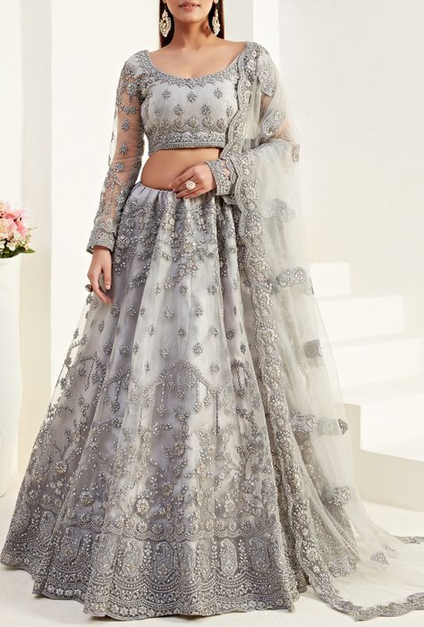 Grey Lehenga, Engagement Lehenga, Blouse Lehenga, Lehenga Choli Designs, Bridesmaid Lehenga, White Lehenga, Satin Bluse, Net Lehenga, Lehenga Choli Online