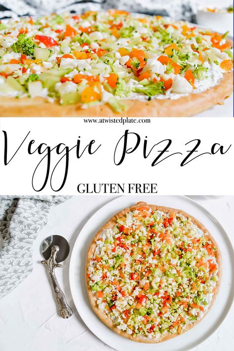 Gluten Free Veggie Pizza, Vegetable Pizza Crust, Veggie Pizza Appetizer, Cold Veggie Pizza, Pizza Appetizer, Superbowl Food Appetizers, Vegetable Pizza Recipes, Veggie Pizza Recipe, Gluten Free Vegetables