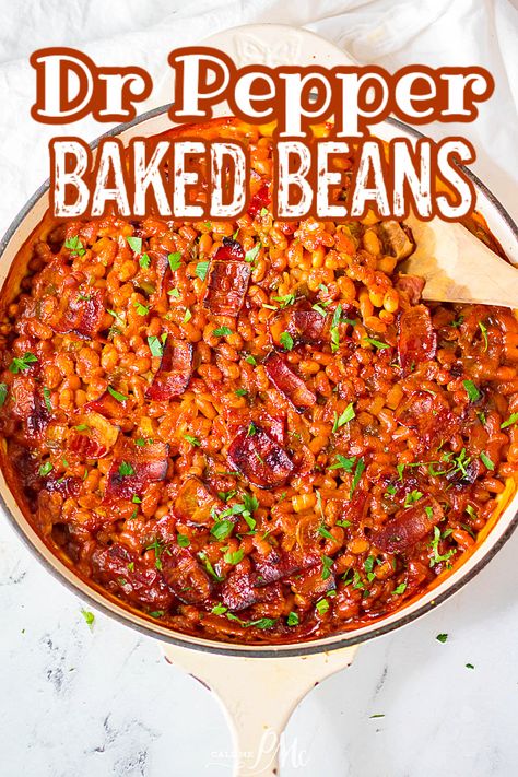 DR PEPPER BAKED BEANS RECIPE Dr Pepper Baked Beans Recipe, Dr Pepper Baked Beans, Bbq Foods, Slow Cooker Beans, Bbq Beans, Baked Beans Recipe, Beans Recipes, Side Items, Baked Bean Recipes