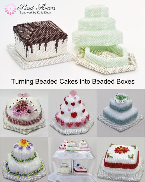 Tutorial for turning miniature beaded cakes into beaded boxes Bead Purse, Box Tutorial, Earrings Patterns, Beaded Boxes, Beaded Bag, Beaded Purses, Beaded Bags, Beaded Flowers, Beaded Earrings