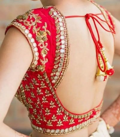 Top 20 Latest Gota Patti Blouse Designs For Sarees and Lehengas (2023) ब्लाउज बैक नेक डिजाइन, Red Blouse Design, Indian Wardrobe, Backless Blouse Designs, New Saree Blouse Designs, Traditional Blouse Designs, Lehenga Blouse Designs, Blouse Back Neck Designs, Front Yards