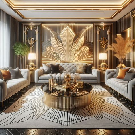 Modern Art Deco Lounge Room Dazzling Decor Bedroom Ideas Art Deco, Artdeco Interiors Living Room, Art Deco Lounge Room, Dark Moody Interior, Great Gatsby Interior Design, Living Room Color Scheme Ideas, Modern Art Deco Living Room, Luxury Apartment Interior Design, Lounge Room Ideas