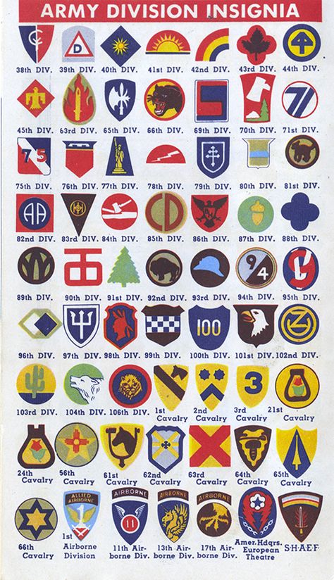 Army insignia #army #inforgraphic                                                                                                                                                                                 More Army Insignia, Army Divisions, Army Ranks, American Military History, Wwii Uniforms, Military Ranks, Army Patches, Military Insignia, Military Medals