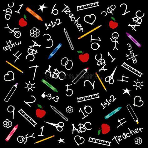 Back To School Blackboard, School Blackboard, Teacher Wallpaper, Back To School Chalkboard, Blackboard Background, School Doodles, Drawing Apple, Blackboard Chalk, Apple Math