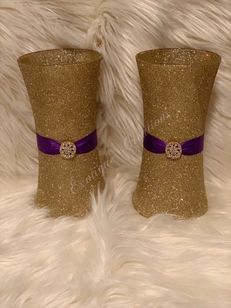 Rustic Purple Wedding, Table Centerpiece Wedding, Purple And Gold Wedding, Gold Centerpieces, Centerpiece Wedding, Gold Bridal Showers, Silver Bling, Gold Brooch, Wedding Table Decor