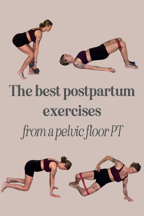 These are the best postpartum physical therapy exercises to elevate your pelvic floor recovery and jump start your return to postpartum exercise Best Postpartum Ab Exercises, Exercises For Postpartum Belly, Exercises For After Birth, Post Birth Workout, Postpartum Exercise Recovery, Postpartum C Section Workout Plan, Pelvic Floor Postpartum Exercises, Workout For Postpartum Belly, Best Pelvic Floor Exercises