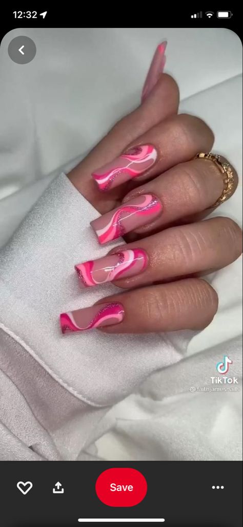 Swirl Acrylic Nails, Pink Swirl Nails, Baby Shower Nails, Holiday Acrylic Nails, Swirl Nails, Baby Pink Nails, Purple Acrylic Nails, Pink Gel Nails, Cute Simple Nails