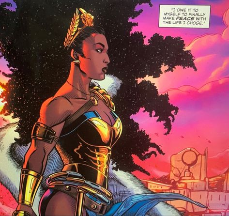 Queen nubia looks off into the sunset thinking about what’s to come Nubia And The Amazons, Nubia Queen Of The Amazons, Nubia Wonder Woman, Queen Nubia, Black Ocs, Women Heroes, Coco Art, Amazon Queen, The Amazons