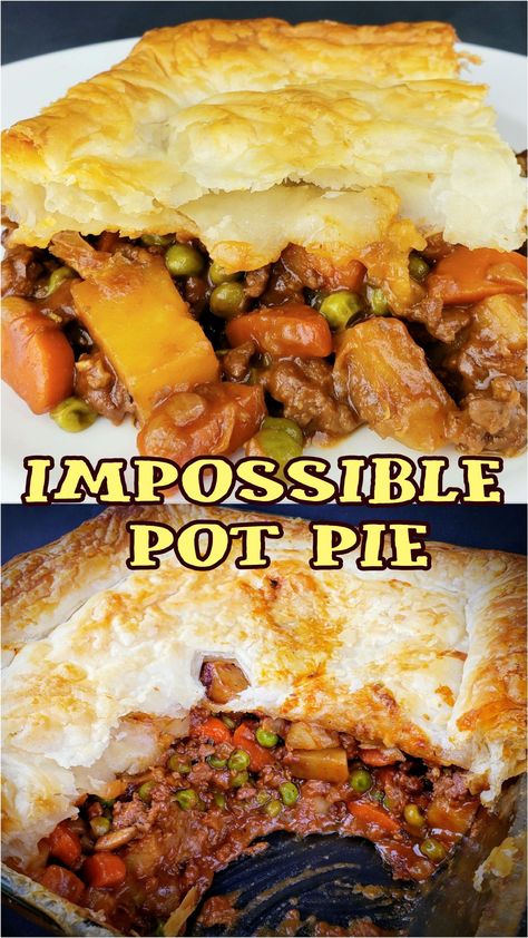 Oh yum, this savory beefless pot pie uses Impossible meat, veggies and gravy topped with puff pastry. Although I used Impossible meat to make this delicious pot pie, Gardein beefless tips would be a delicious alternative. Another option would be to bake in two pie shells instead of pastry. No rules, just yum. Impossible Meat Dinner Recipes, Vegetarian Meat Pie, Vegan Beef Pot Pie, Recipes Using Impossible Meat, Vegan Meat Pie, Recipes With Impossible Meat, Impossible Beef Recipes, Vegan Impossible Meat Recipes, Impossible Ground Beef Recipes