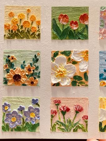 Mini Flower Paintings, Paintings Of Flowers, A Level Art Sketchbook, Oil Pastel Art, Cute Paintings, Flower Paintings, Impasto Painting, Aesthetic Painting, Art Inspiration Painting