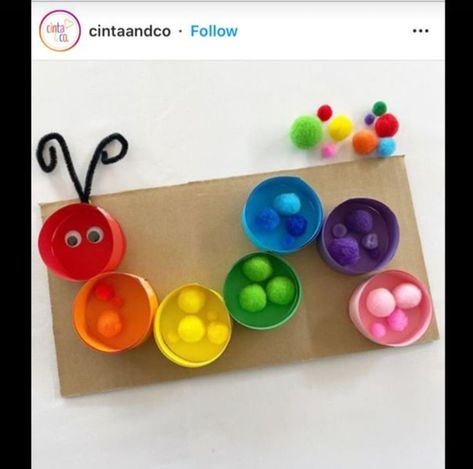 Family Crafts Preschool, Hungry Caterpillar Craft, Hungry Caterpillar Activities, Diy Montessori Toys, Fine Motor Activities For Kids, Montessori Toddler Activities, Toddler Education, Baby Learning Activities, Daycare Activities