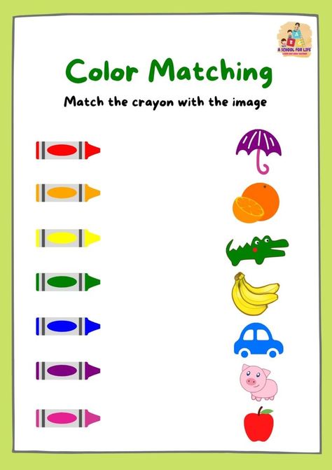 These are free printable matching worksheets for your preschool, kindergarten or toddlers with fun and ease concept! (color matching, fruit matching, food matching) Matching Crafts Preschool, Pre K Matching Activities, Kindergarten Matching Activities, Color Match Worksheets For Preschool, Matching Activities For Kindergarten, Color Worksheets For Toddlers, Preschool Matching Worksheets, Color Orange Worksheets For Preschool, Color Recognition For Toddlers