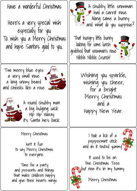 Easy Peel Self Adhesive Kids Christmas Verses6 Verses printed on clear easy peel self adhesive sheets. Can be used inside your handmade cards, on the back of our self assembly boxes or on any other crafty projects.A4 sheet: each verses is approx 9.8cm x 9.3cm Christmas Card Sentiments, Christmas Card Verses, Christmas Card Wishes, Card Verses, Christmas Verses, Christmas Card Sayings, Christmas Card Messages, Christmas Cards Kids, Christmas Sentiments