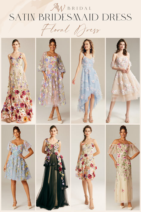 Say "I do" to style with our enchanting collection of floral dresses! Discover vibrant and delightful floral bridesmaid dresses that will make any wedding unforgettable. From garden-themed gatherings to boho-chic celebrations, your girls will blossom in these stunning gowns. Don’t just settle for ordinary—let your bridal party shine in chic, floral prints! Pin now for inspiration that’s as fresh as a garden in bloom! 🌸💍✨ Floral Party Theme, Bridesmaid Dresses Floral Print, Floral Dress Wedding Guest, Floral Maxi Dresses, Floral Print Dresses, Floral Bridesmaid Dresses, Floral Bridesmaid, Floral Wedding Dress, Wildflower Wedding