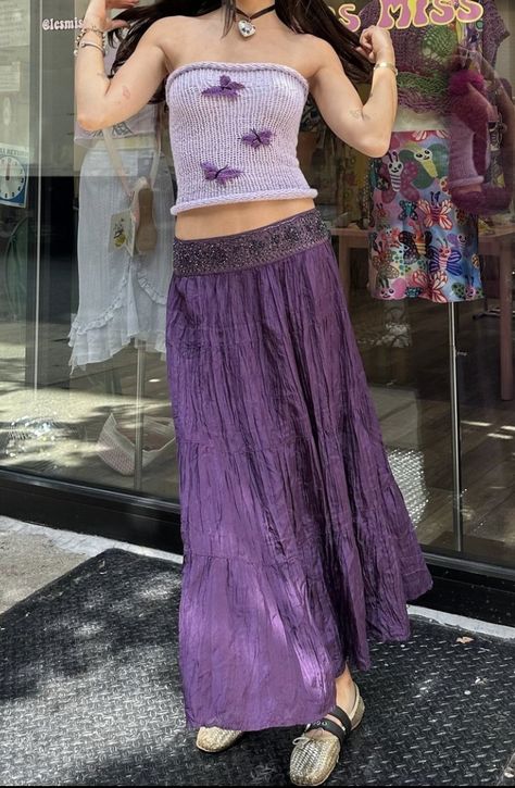 Light Purple Outfit Aesthetic, Bree Fit, Light Purple Outfit, Purple Outfit Aesthetic, Purple Skirt Outfit, Modern Y2k, Save Outfits, Purple Outfit, Spirit Clothing