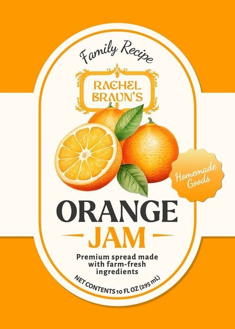 Orange jam label template, editable design | premium image by rawpixel.com / Tung Orange Banner, Lemon Illustration, Fruit Toast, Jam Label, Orange Jam, Fruit Labels, Business Proposal Template, Proposal Template, Color Frame