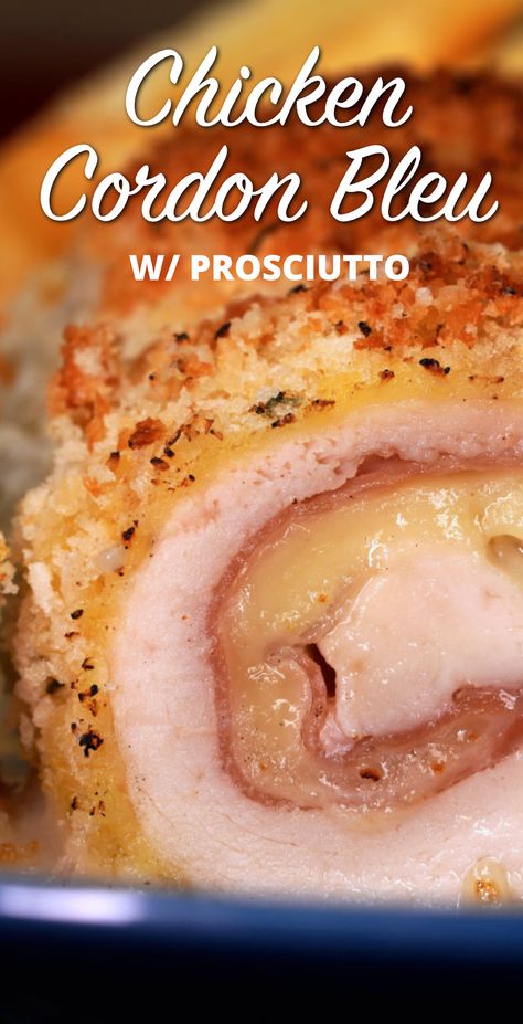 This easy Baked Chicken Cordon Bleu recipe with Prosciutto and Gruyère is an Italian twist on a classic dish, offering a perfect blend of flavors and textures. It’s not just a meal; it’s an experience that brings gourmet dining right to your table. This famous dish is known in Italy as it is around the world. #prosciutto #chicken #dinner #holiday #recipe Chicken Cordon Bleu Prosciutto, Chicken Cordon Bleu With Prosciutto, Oven Baked Chicken Cordon Bleu, Chicken And Prosciutto Recipes, Chicken Prosciutto Recipes, Recipes With Prosciutto, Prosciutto Chicken, Baked Chicken Cordon Bleu, Chicken With Prosciutto