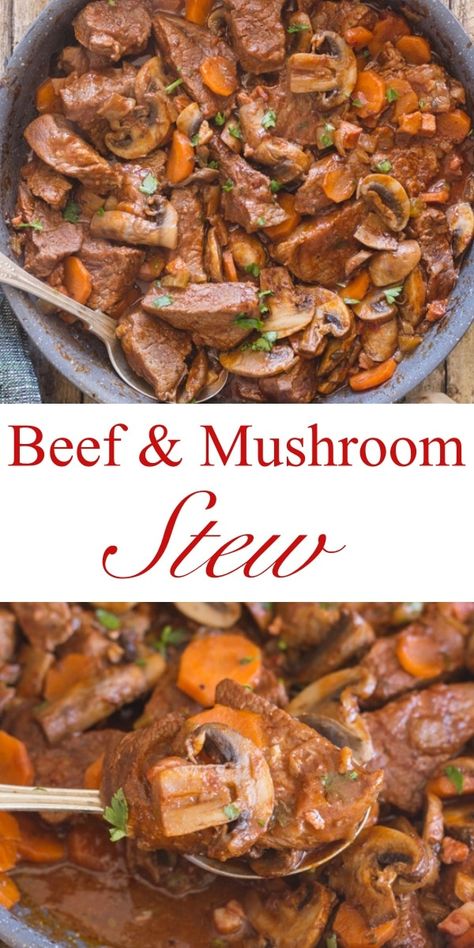 Beef Stew Meat Recipes Dairy Free, Venison Mushroom Stew, Sirloin Stew Recipes, Beef And Mushroom Stew Slow Cooker, Beef Stew With Mushrooms Crockpot, Beef Stews And Soups, Unique Stew Recipes, Sirloin Steak Stew, Beef And Mushroom Soup Recipes