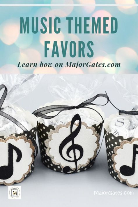 Learn how to make easy music themed party favors. #partyfavors #musiccrafts #partyideas Music Themed Dessert Table, Music Themed Party Favors, Music Recital Reception Ideas, Music Party Decorations Diy, Classical Music Themed Party, Music Themed Graduation Party, Doctorate Party, Music Party Ideas, Music Table Decorations