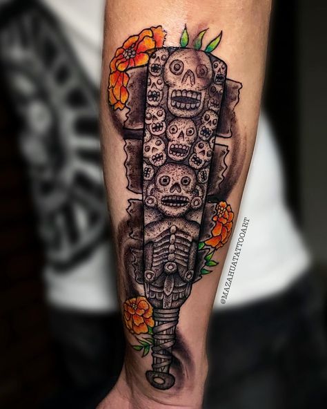 Macuahuitl Tattoo, Mom Tattoo For Men, Tattoos Mexico, Aztec Tattoo Mexican, Cthulhu Tattoo, Mexico Tattoo, 42 Tattoo, Mayan Tattoos, Mexican Tattoo