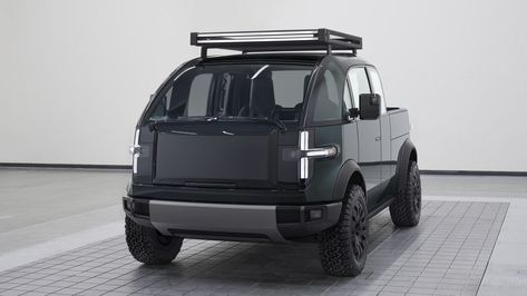 It's a little funny looking, but we love the Canoo electric pickup truck for its ingenious array of functional surprises. Electric Pickup Truck, Electric Pickup, Camper Shells, Tesla Cybertruck, Electric Truck, Small Trucks, Modular Storage, Used Trucks, Mini Trucks