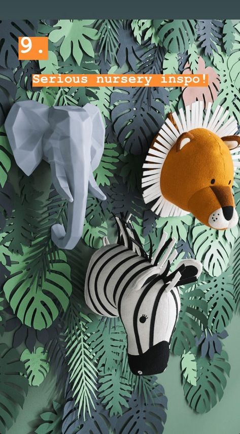 Safari Jungle nursery animal heads. Jungle Bedroom Theme, Kids Jungle Room, Safari Nursery Boy, Jungle Safari Nursery, Safari Bedroom, Jungle Themed Nursery, Jungle Bedroom, Safari Room, Jungle Theme Nursery