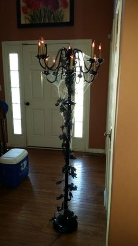 Halloween Candleabra Ideas, Halloween Candleabra, Candleabra Ideas, Dinning Light, Diy Candelabra, Earth Friendly Crafts, Halloween Candelabra, Halloween Lighting, Family Halloween Party