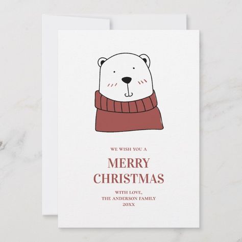 Merry Christmas. Cute winter bear. Funny animal Holiday Card , #ad, #bear#winter#animal#Funny #Ad Pet Holiday Cards, Merry Christmas Cute, Bear Funny, Vintage Wedding Cards, Modern Christmas Cards, Merry Christmas Funny, Funny Photoshop, Cute Polar Bear, Winter Bear