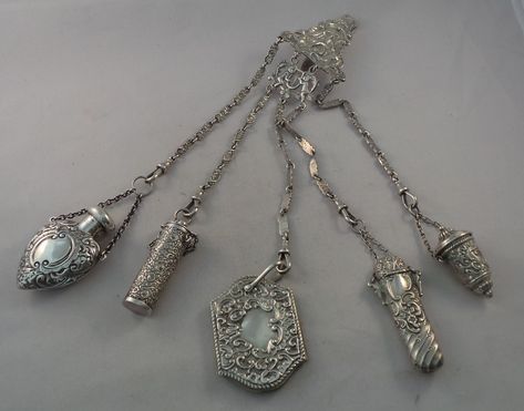 Semi-DIY Chatelaine – It's All Frosting… Articulated Fish, Victorian Accessories, Antiques For Sale, Chatelaine, Photo Challenge, Sewing Supplies, Rare Antique, Antique Victorian, Victorian Fashion