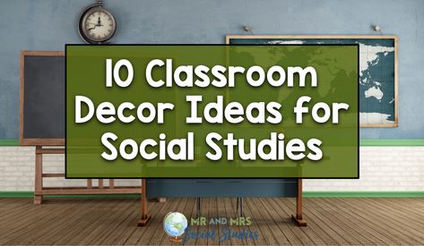 You will love these creative classroom decor ideas for social studies teachers or history teachers! Check out this list of 10 different ideas for... History Bulletin Board Ideas Middle School, History Classroom Ideas Middle School, History Classroom Decorations Ideas, Social Studies Decorations, Middle School Geography Classroom Decor, Bulletin Board Ideas Social Studies, High School Social Studies Classroom Decorations, Social Studies Classroom Themes, Ancient History Bulletin Boards