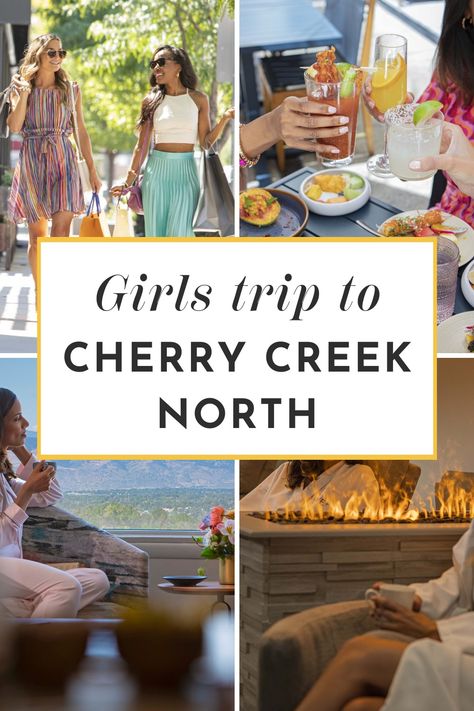 Collage of images that picture women enjoying themselves to shopping, wellness, and restaurants in Cherry Creek North. Denver Breakfast, Denver Brunch, Cherry Creek Denver, Weekend In Denver, Colorado Food, Denver Restaurants, Couples Weekend, Girls Getaway, The Perfect Girl